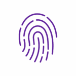 Purple outline icon of a finger print